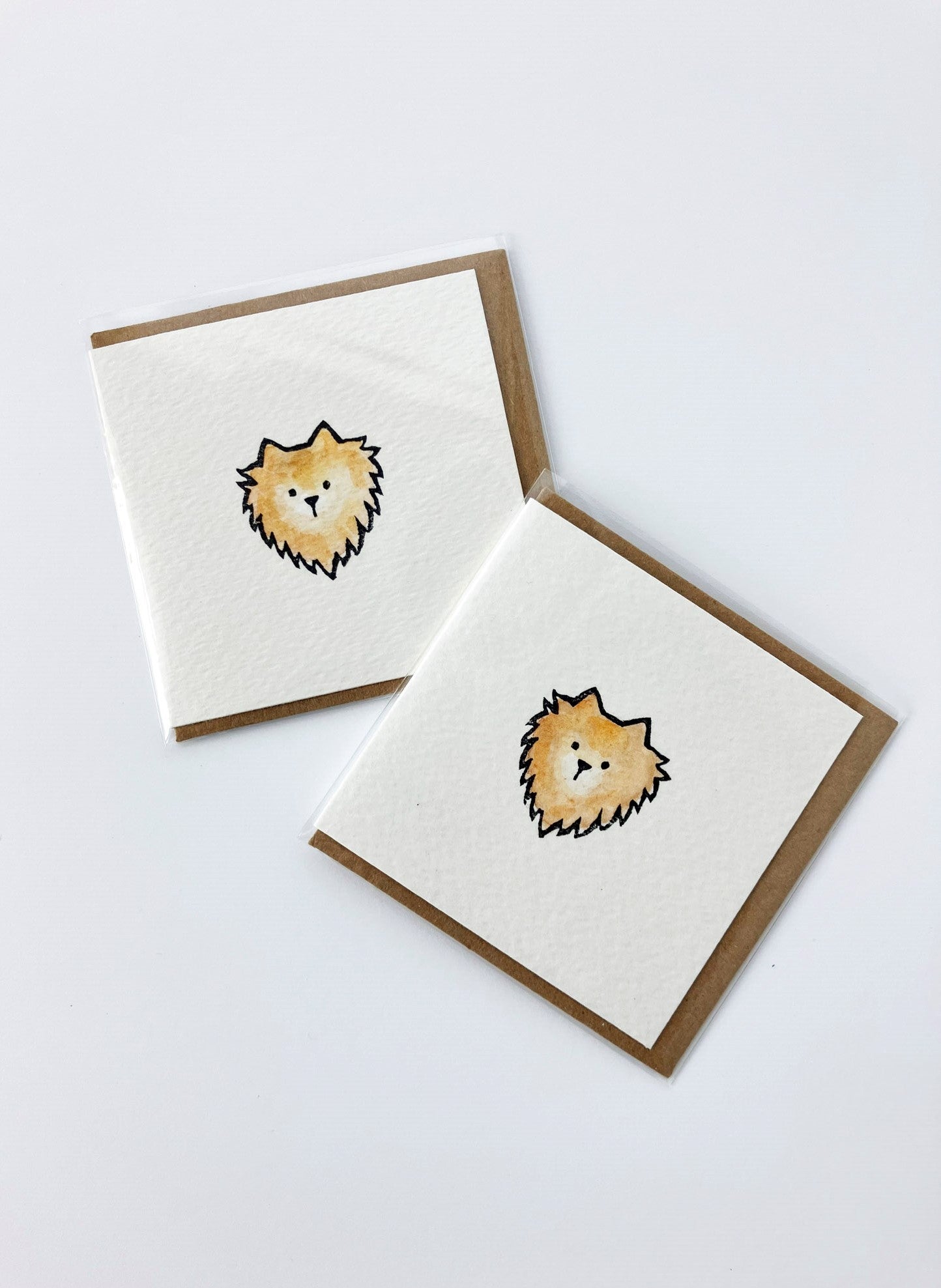 MOVING SALE - 2 Hand Stamped Mini Pomeranian Cards - ONLY 1 SET