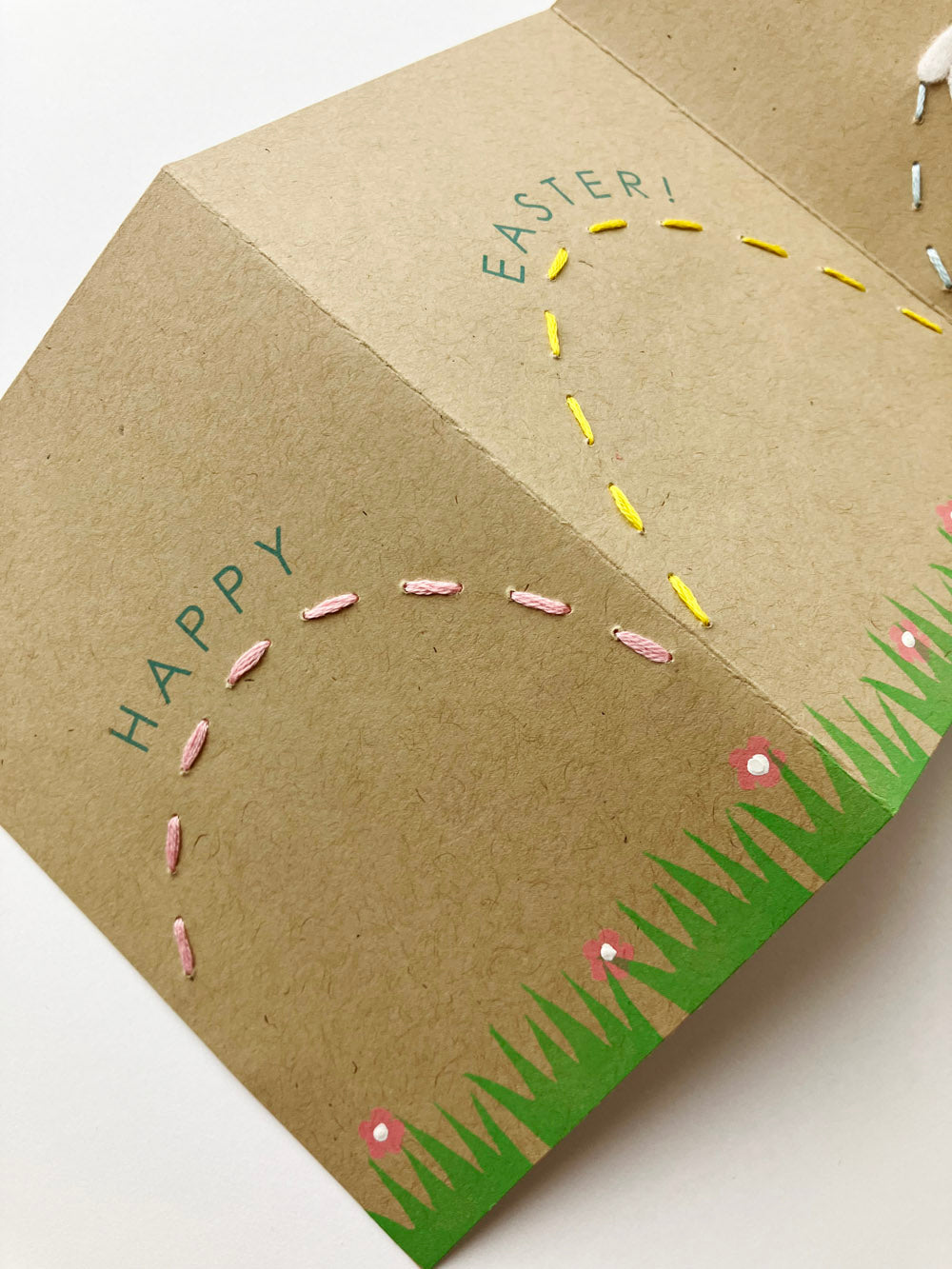MOVING SALE Happy Easter Embroidered Tri-Fold A1 Card ONLY 1