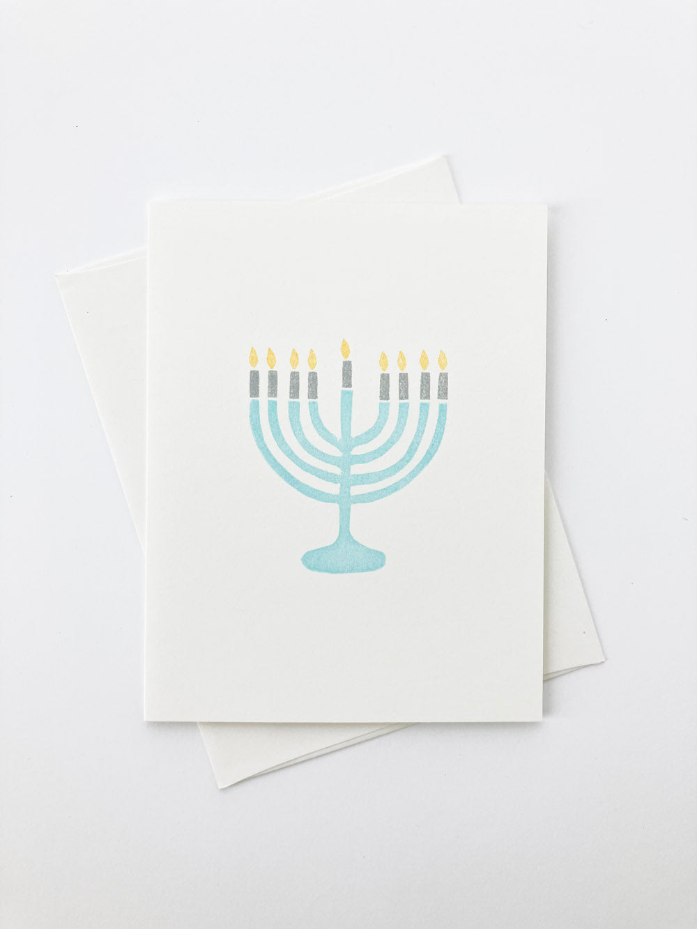 MOVING SALE Hand Stamped Menorah Hanukkah Card
