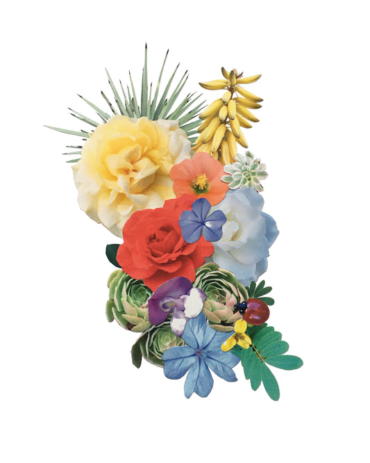 Ladybug Floral Collage Print