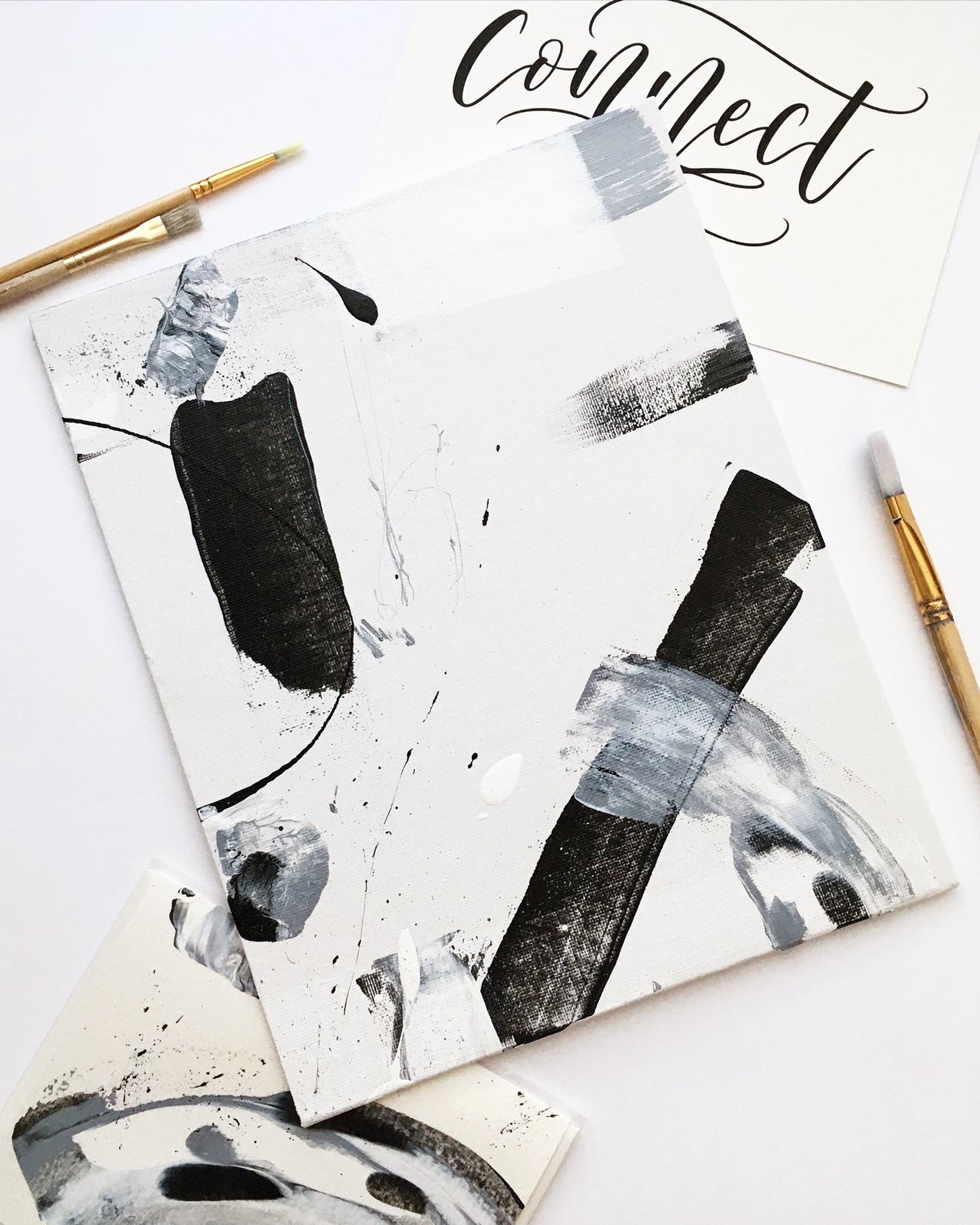 Black and white abstract painting