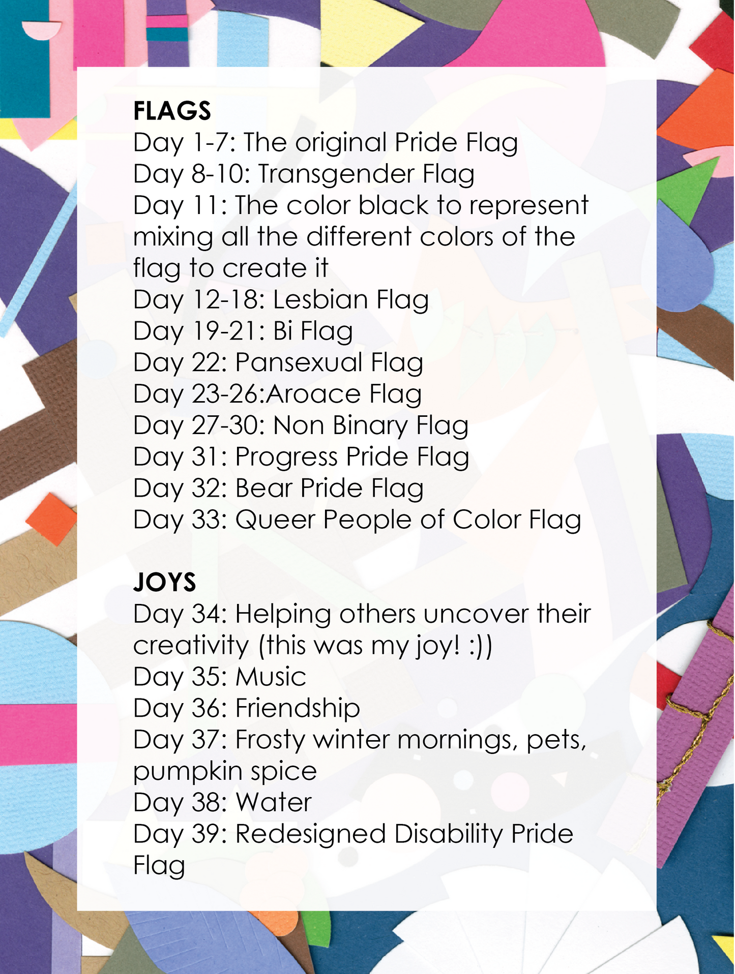 100 Day Collage | Celebration & Joy