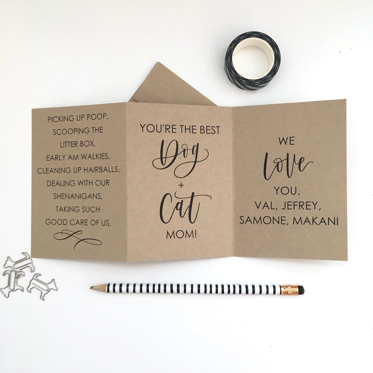Personalized Best Dog & Cat Mom Card, Customize With Your Pet's Names