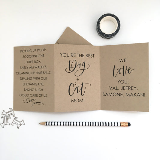 Personalized Best Dog & Cat Mom Card, Customize With Your Pet's Names