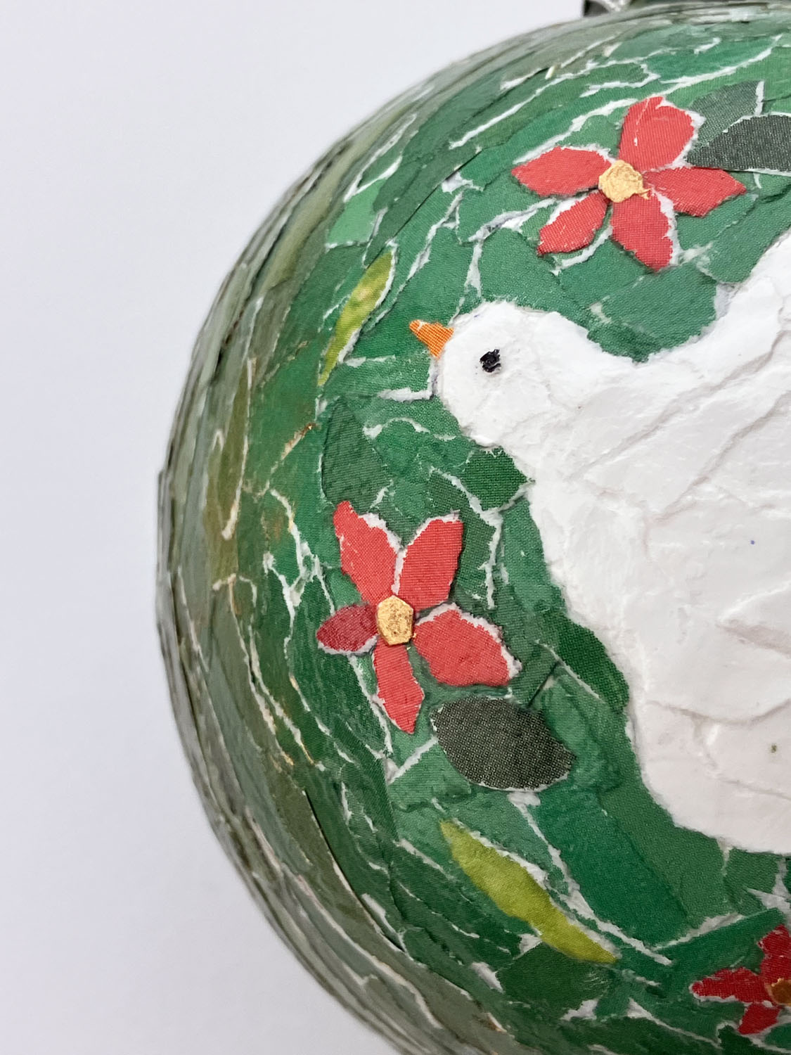 Ceramic Ornament #9 - Dove Collage, Round Ornament