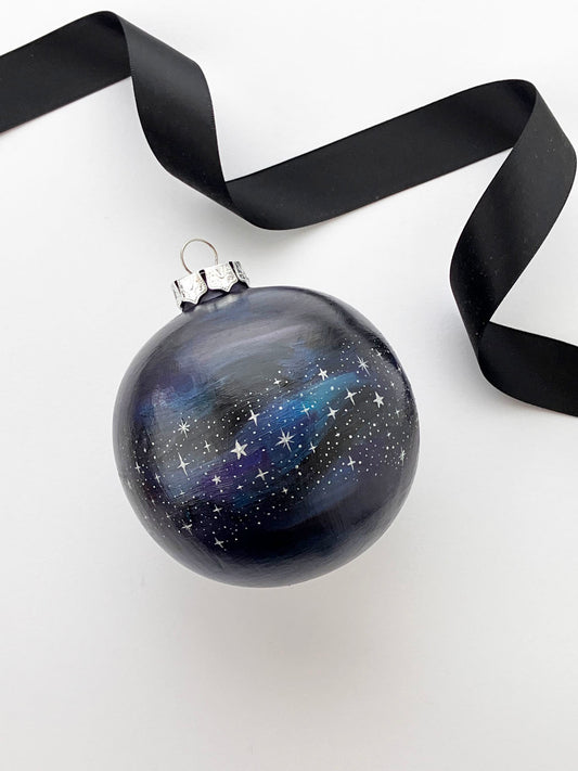 Hand Painted Ceramic Ornament #7 - Star Gazing, Round Ornament
