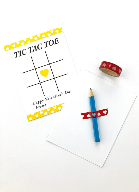 Tic Tac Toe Classroom Valentine Card, Heart Design - Includes 8 Colors, Digital Download, PDF Only