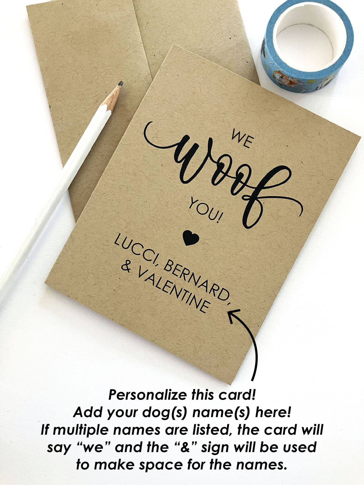I Woof You! Card, Personalize With Your Dog Names, Card From Dog