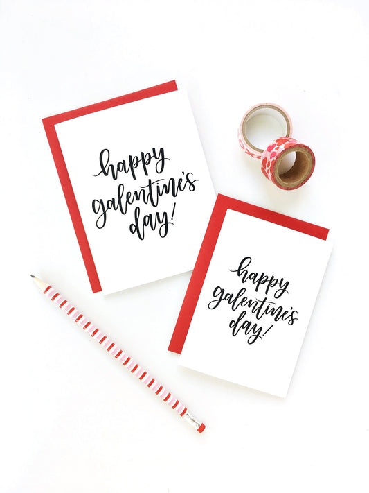 Happy Galentine's Day Calligraphy Card, Set of 6, A1 & A2 Sizes Available
