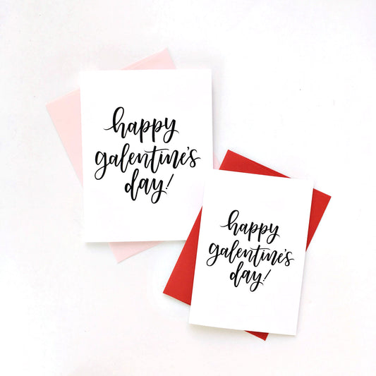 Happy Galentine's Day Calligraphy Card, Set of 6, A1 & A2 Sizes Available
