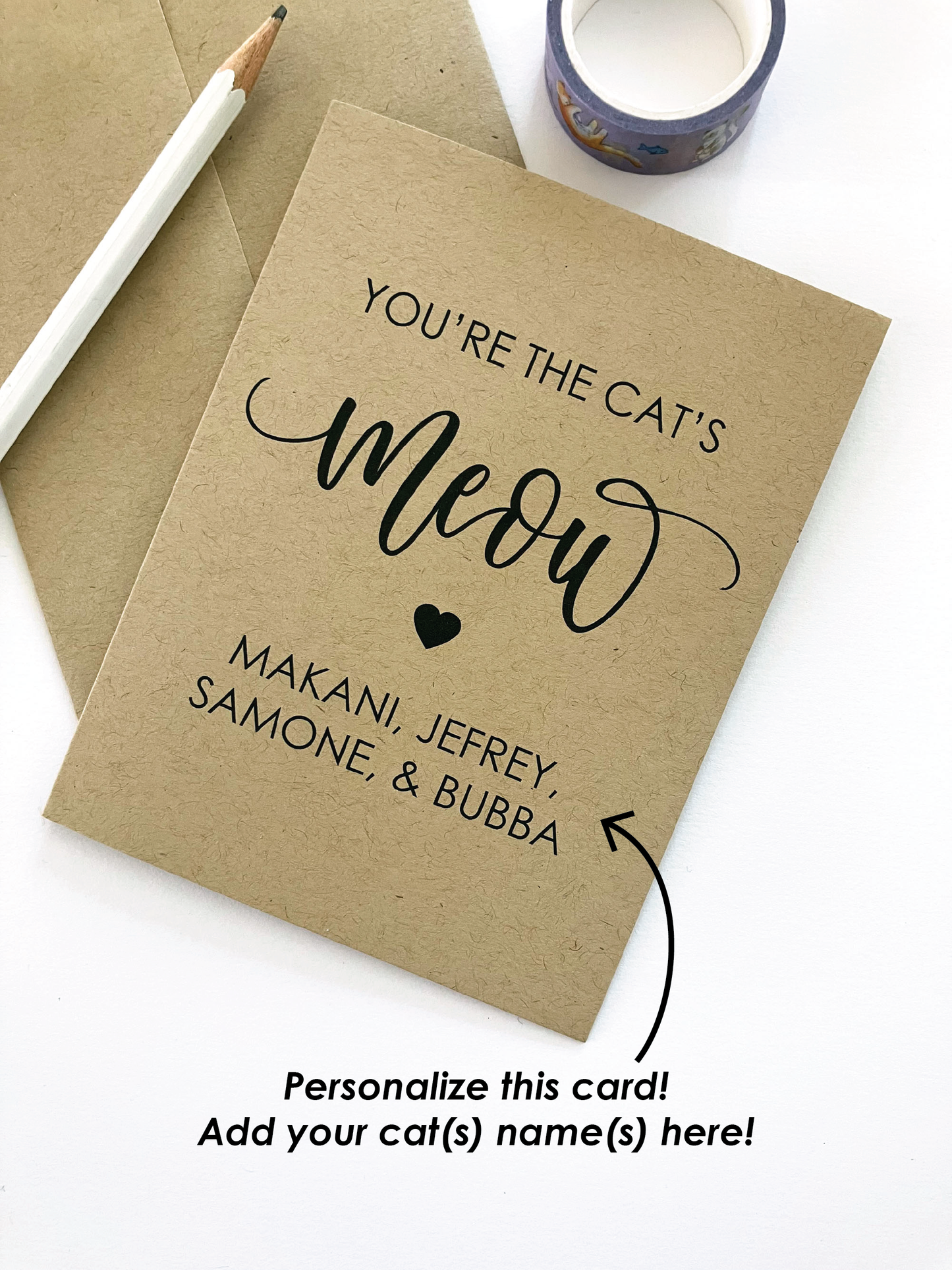 You're The Cat's Meow Card, Personalize With Your Cat Names, Card From Cat