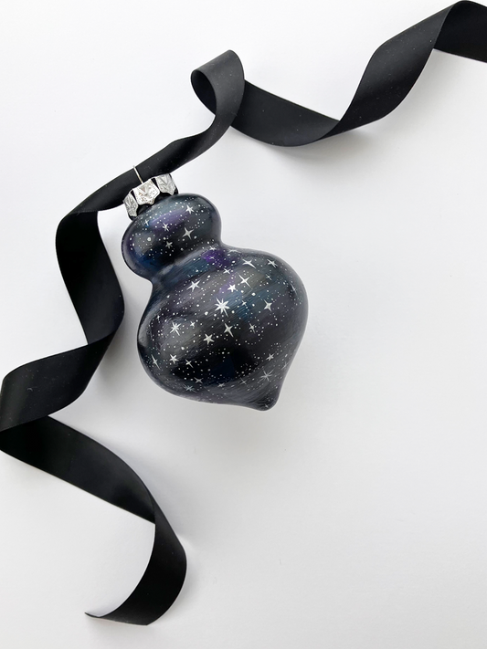 Hand Painted Ceramic Ornament #6 - Star Gazing, Finial Ornament