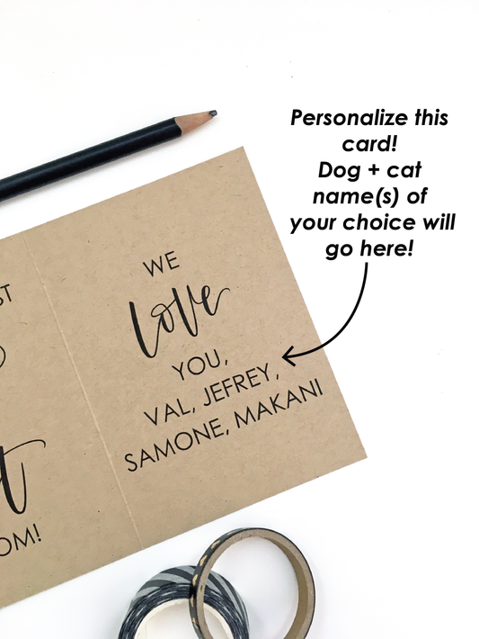 Personalized Best Dog & Cat Mom Card, Customize With Your Pet's Names