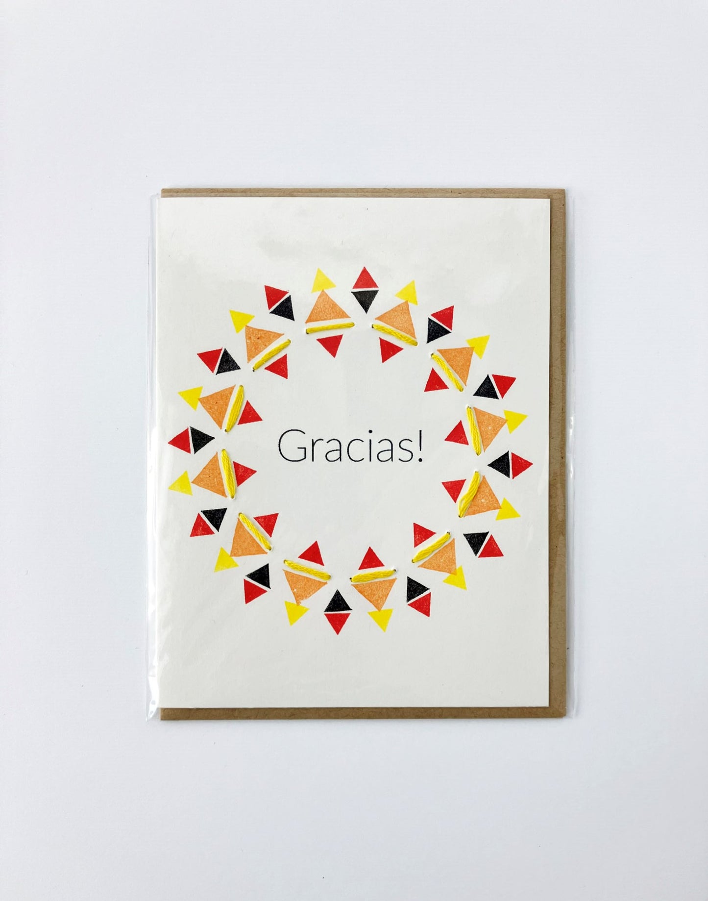 MOVING SALE Gracias Card - Yellow Thread - ONLY 1