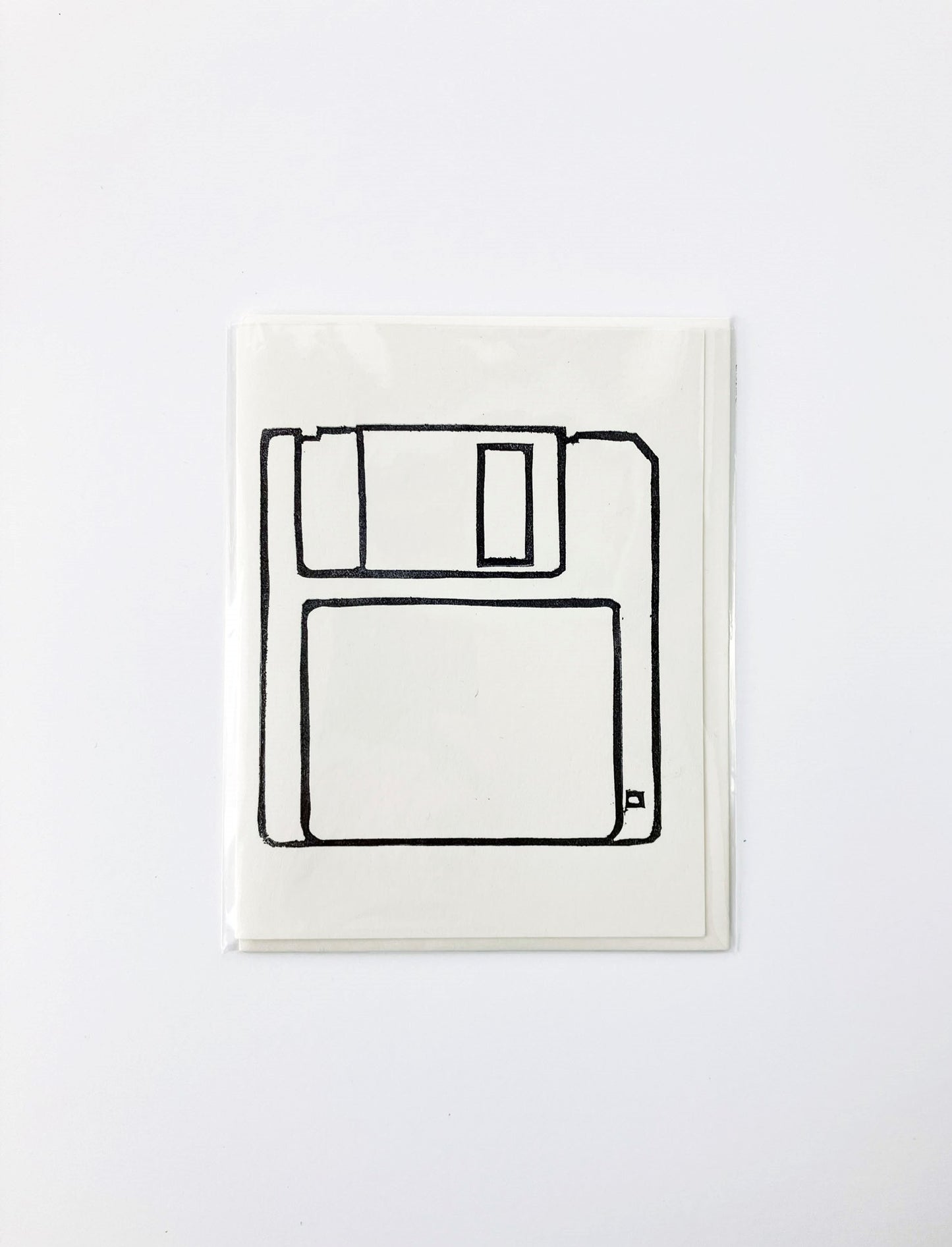 MOVING SALE Floppy Disk Block Print Card - ONLY 1