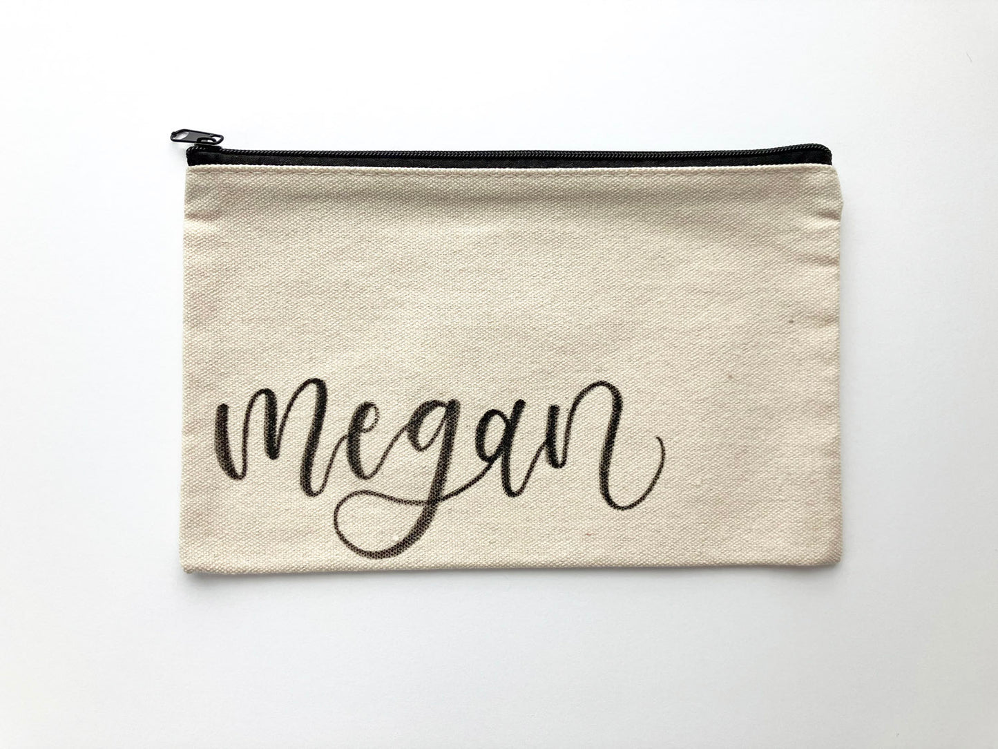 MOVING SALE "Megan" Personalized Calligraphy Canvas Pouch