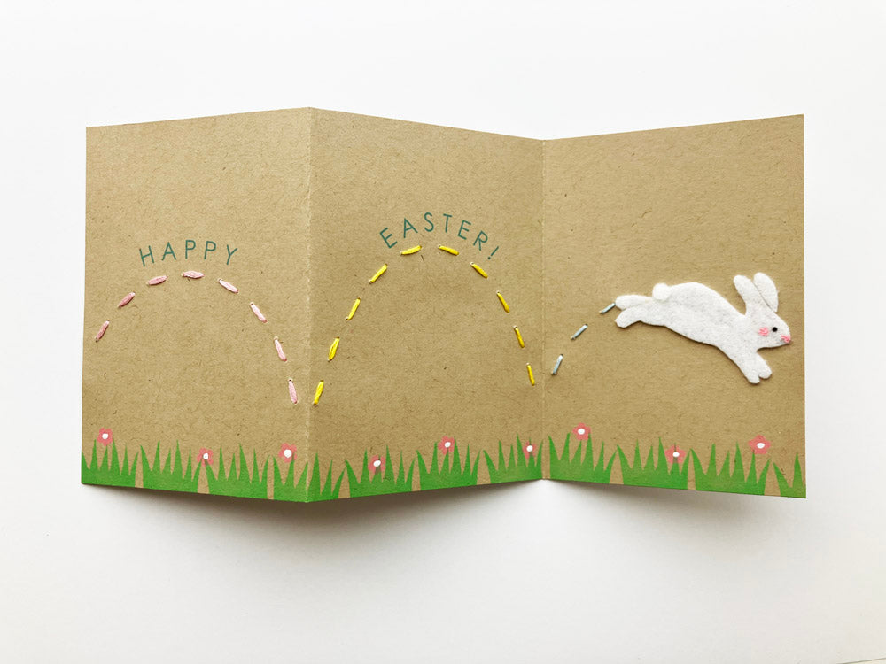 MOVING SALE Happy Easter Embroidered Tri-Fold A1 Card ONLY 1