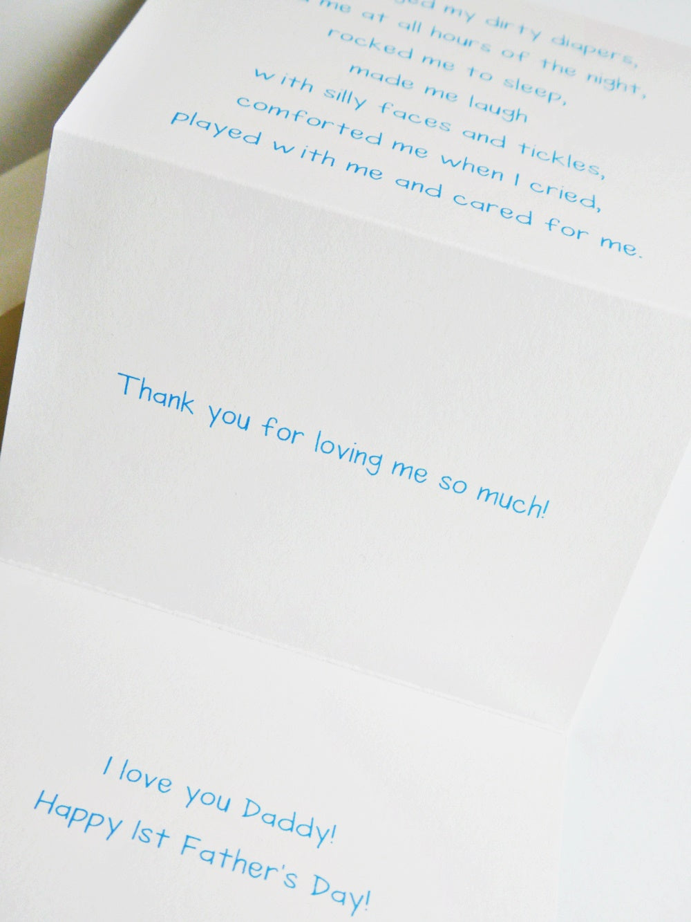MOVING SALE Baby's POV 1st Father's Day Card - Blue Tri-Fold A1 Card ONLY 1