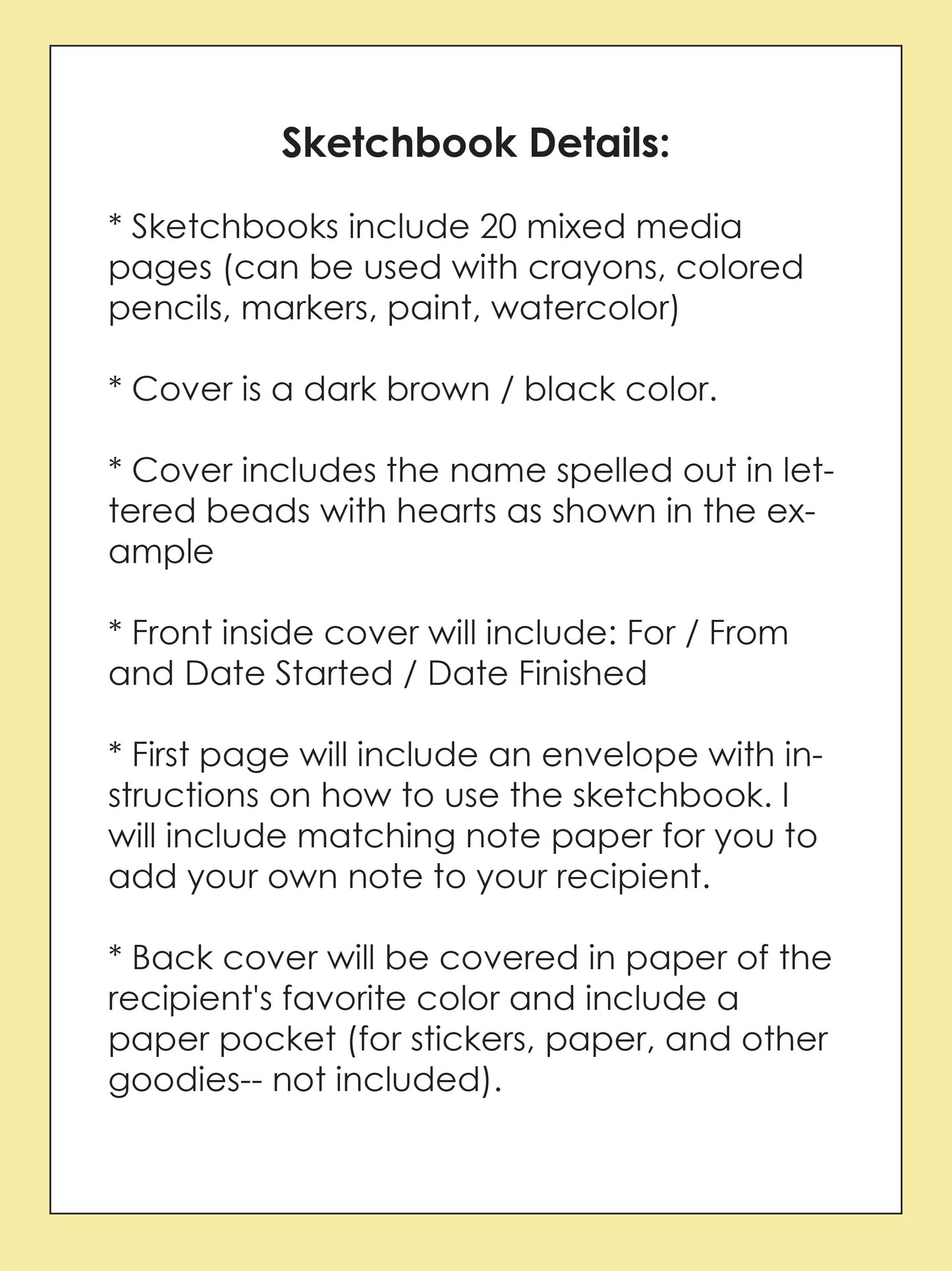 Custom Personalized Sketchbook