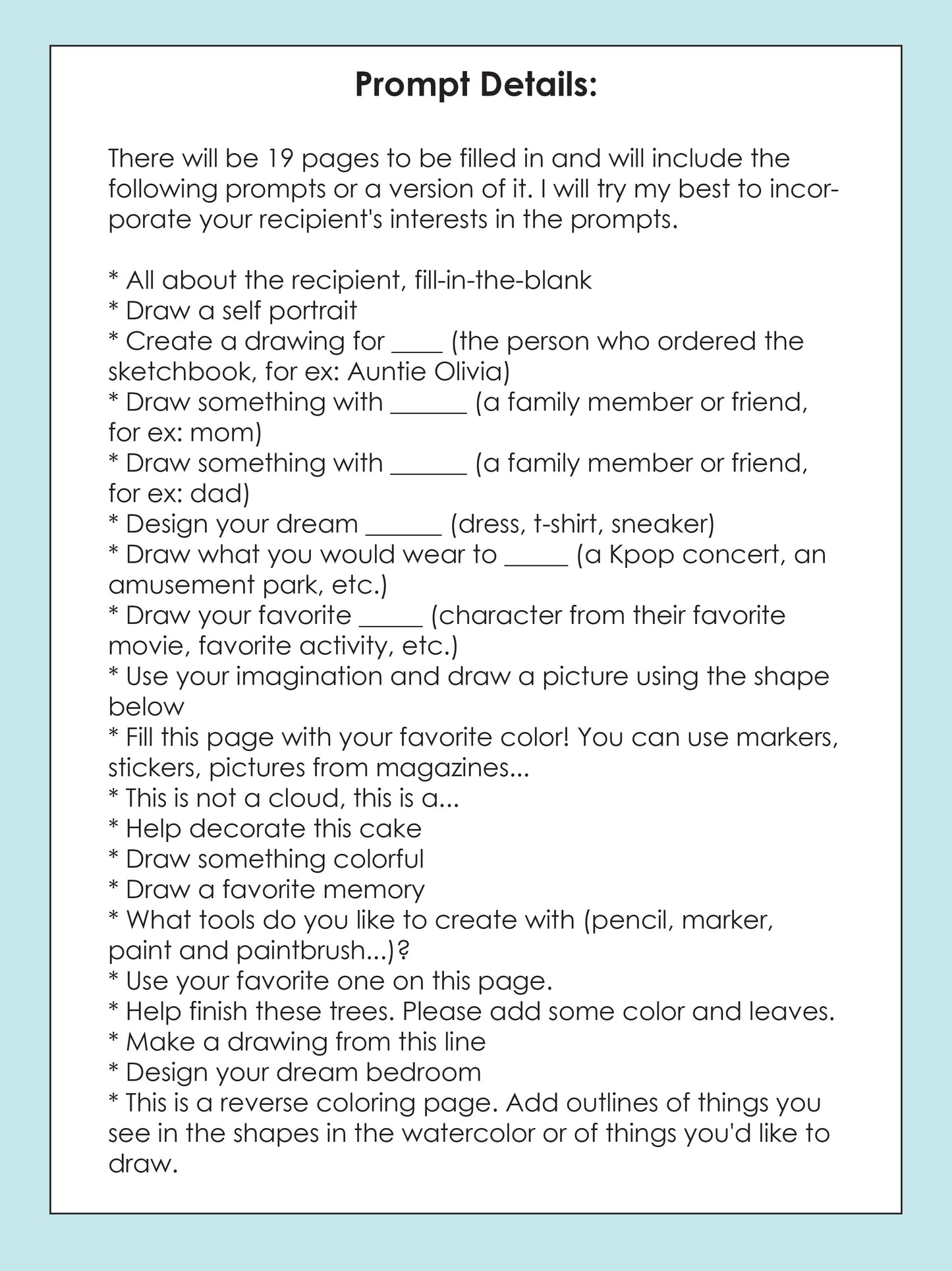 Custom Personalized Sketchbook