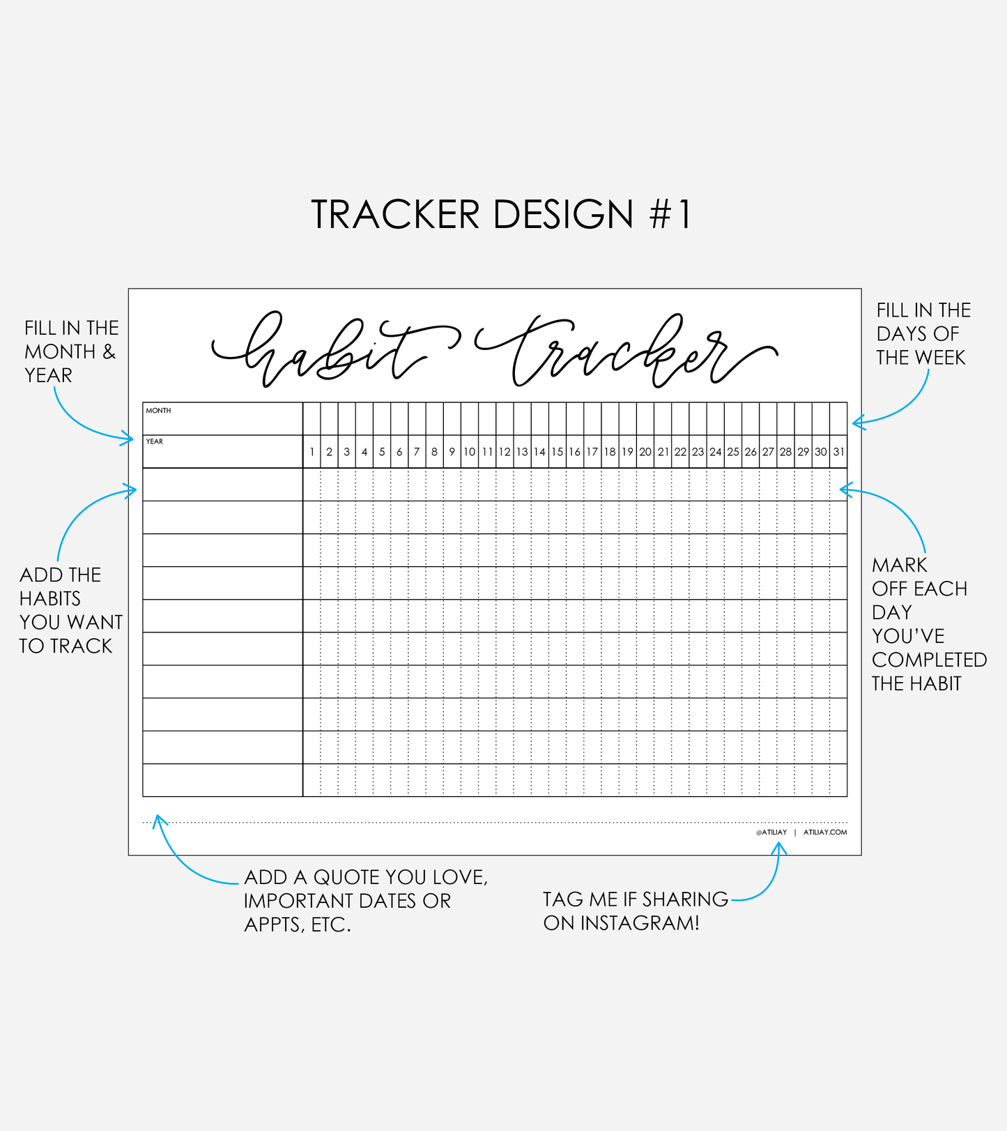 Habit Tracker PDF - Instant Digital Download
