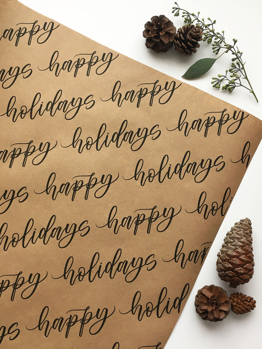 MOVING SALE Happy Holidays Kraft Wrapping Paper