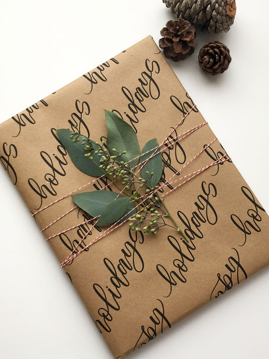 MOVING SALE Happy Holidays Kraft Wrapping Paper