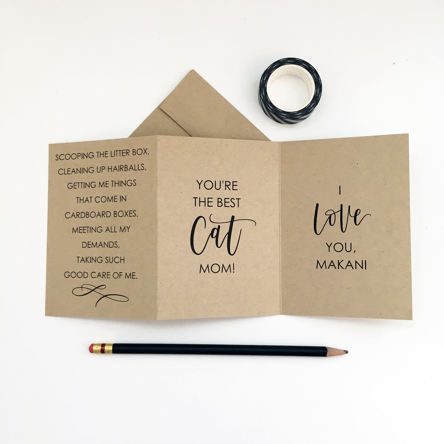 Personalized Best Cat Mom Card, Customize With Your Pet's Names