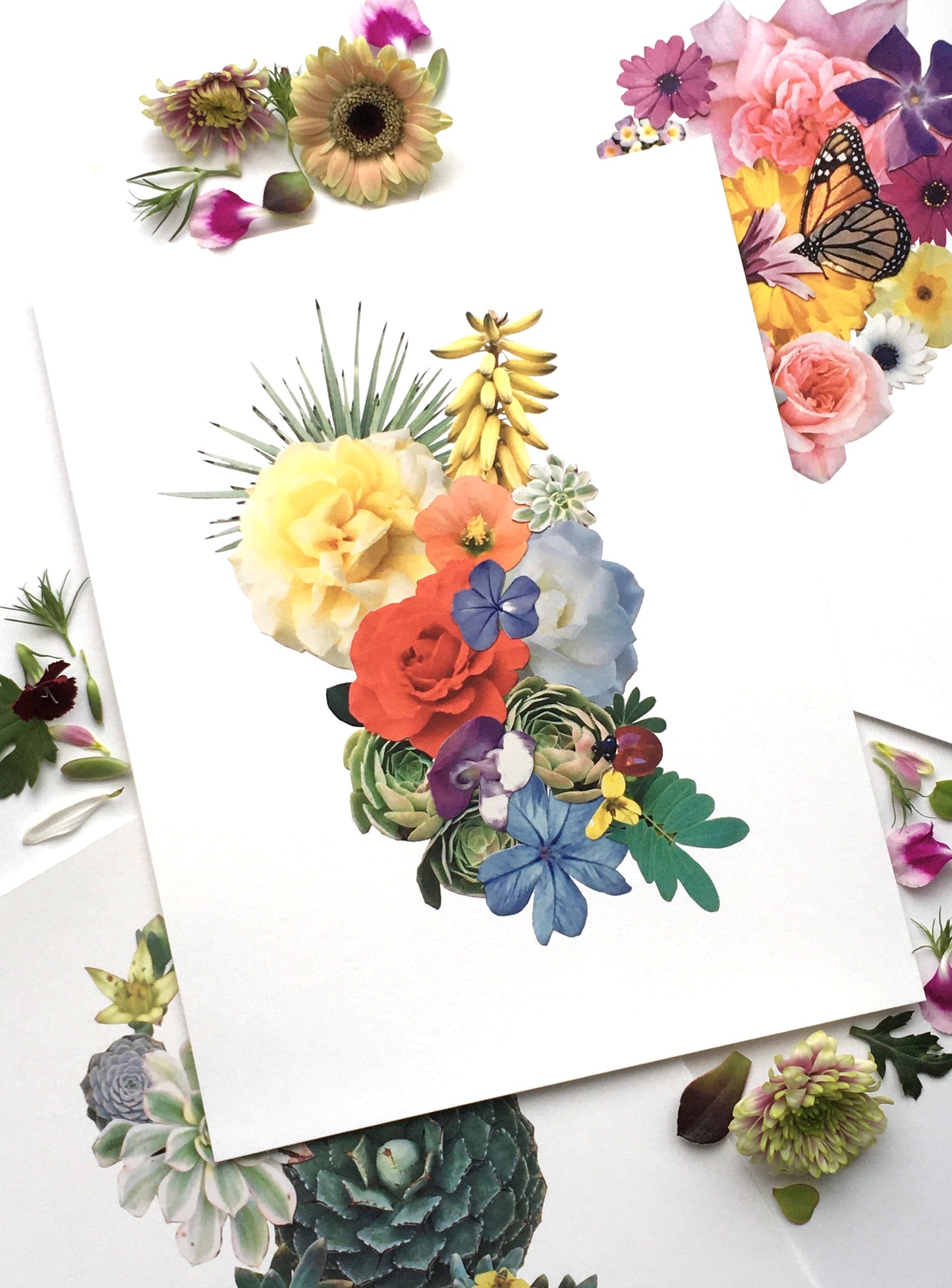 Ladybug Floral Collage Print