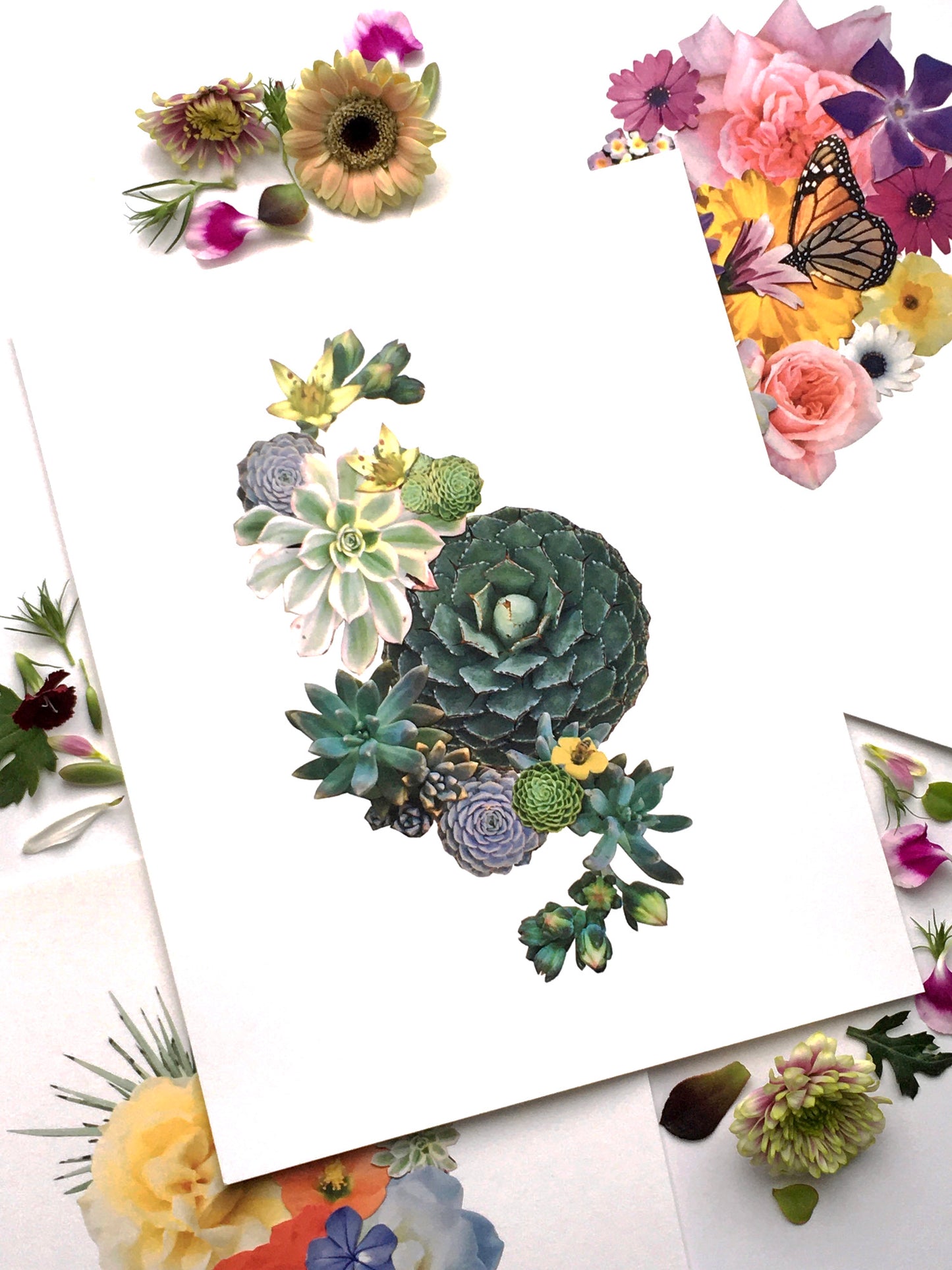 Bee Succulent Collage Print