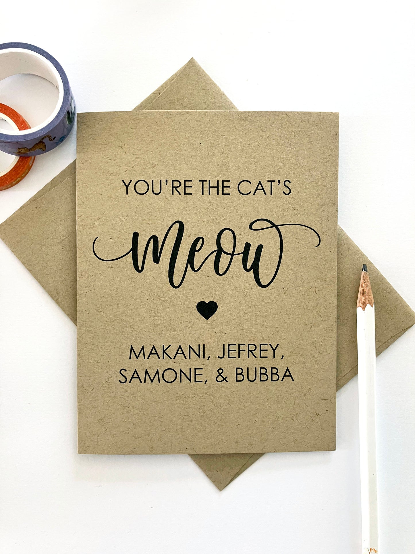 You're The Cat's Meow Card, Personalize With Your Cat Names, Card From Cat