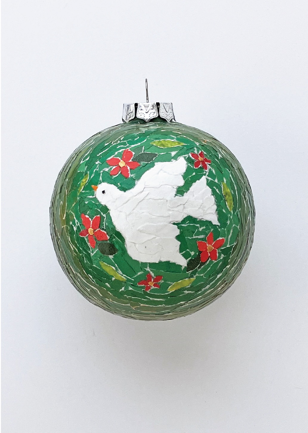 Ceramic Ornament #9 - Dove Collage, Round Ornament