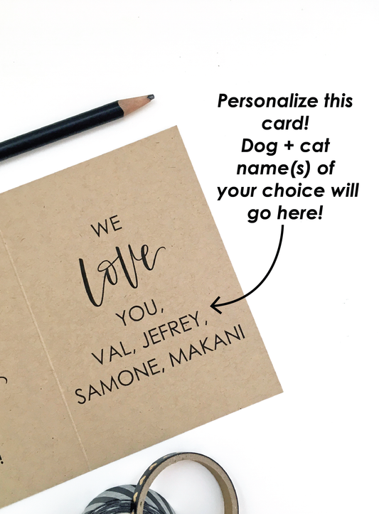 Personalized Best Dog & Cat Dad Card, Customize With Your Pet's Names